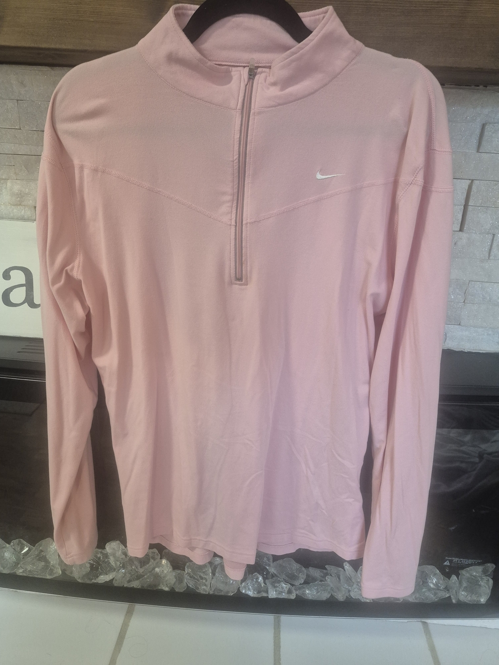 Nike Women's Pink Half-Zip Pullover Sweatshirt